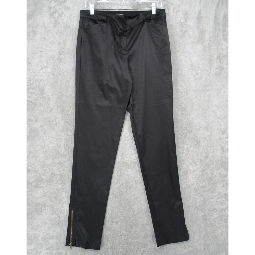 BCBGeneration Pants Womens Size 10 Satin Ankle Zip Slim Trousers Quiet Luxury
